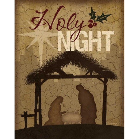 Holy Night Nativity Gold Ornate Wood Framed Art Print with Double Matting by Pugh, Jennifer