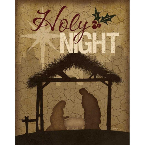 Holy Night Nativity White Modern Wood Framed Art Print by Pugh, Jennifer