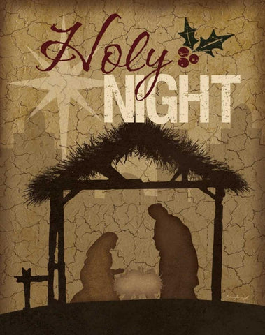 Holy Night Nativity Black Ornate Wood Framed Art Print with Double Matting by Pugh, Jennifer