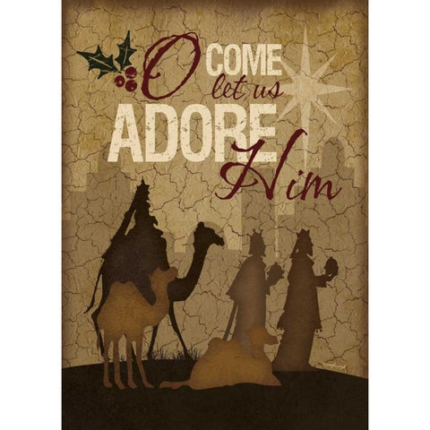 O Come Let Us Adore Him Wisemen Gold Ornate Wood Framed Art Print with Double Matting by Pugh, Jennifer