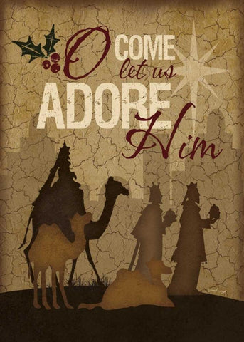 O Come Let Us Adore Him Wisemen White Modern Wood Framed Art Print with Double Matting by Pugh, Jennifer
