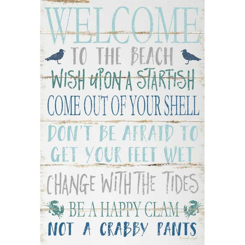 Welcome to the Beach Black Modern Wood Framed Art Print with Double Matting by Pugh, Jennifer