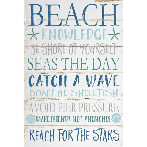 Beach Knowledge Gold Ornate Wood Framed Art Print with Double Matting by Pugh, Jennifer