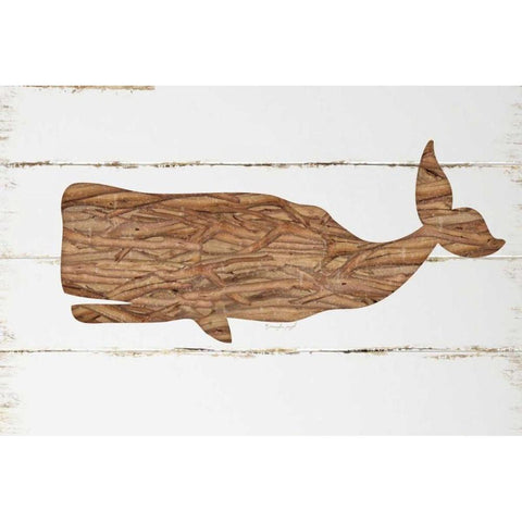 Driftwood Whale White Modern Wood Framed Art Print by Pugh, Jennifer