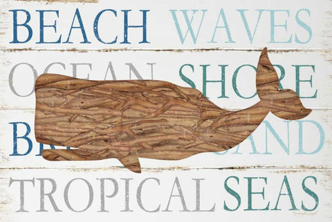 Driftwood Whale White Modern Wood Framed Art Print with Double Matting by Pugh, Jennifer