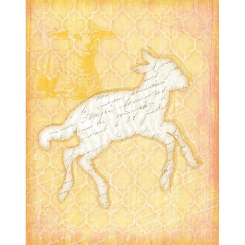 Lamb Gold Ornate Wood Framed Art Print with Double Matting by Pugh, Jennifer