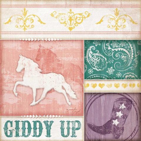 Cowgirl Giddy Up White Modern Wood Framed Art Print with Double Matting by Pugh, Jennifer
