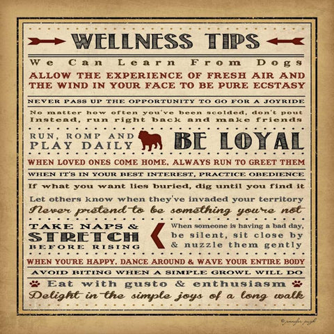 Wellness Tips II Gold Ornate Wood Framed Art Print with Double Matting by Pugh, Jennifer