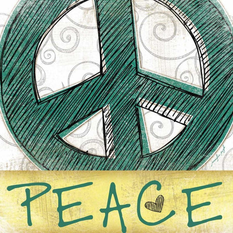 Peace and Love Black Modern Wood Framed Art Print with Double Matting by Pugh, Jennifer