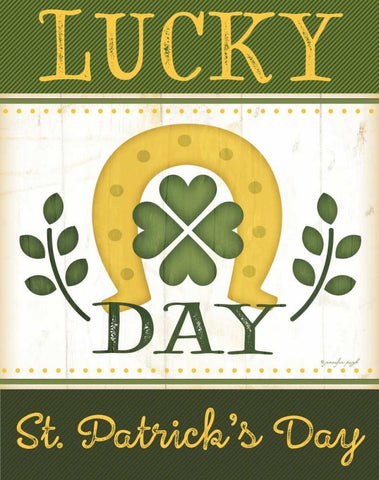 Lucky Day White Modern Wood Framed Art Print with Double Matting by Pugh, Jennifer