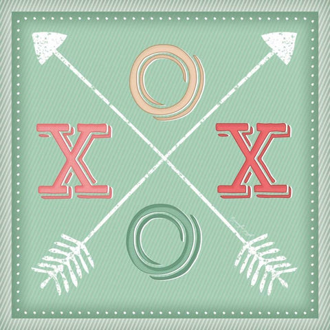 XOXO Arrows White Modern Wood Framed Art Print with Double Matting by Pugh, Jennifer