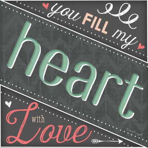 You Fill My Heart Black Ornate Wood Framed Art Print with Double Matting by Pugh, Jennifer