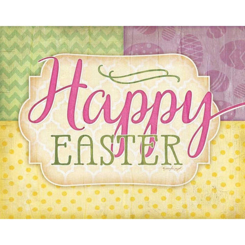 Happy Easter Black Modern Wood Framed Art Print with Double Matting by Pugh, Jennifer
