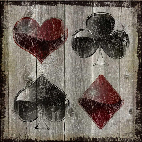 Playing Card Suits II Black Ornate Wood Framed Art Print with Double Matting by Pugh, Jennifer