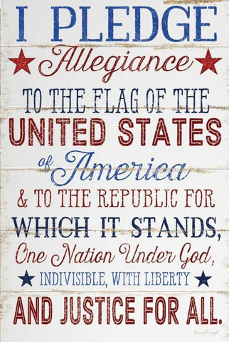 Pledge Allegiance White Modern Wood Framed Art Print with Double Matting by Pugh, Jennifer