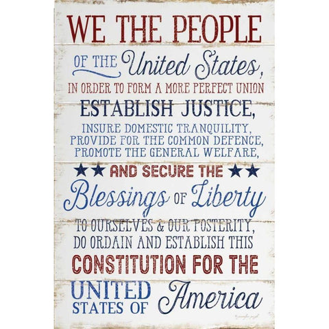 We the People White Modern Wood Framed Art Print by Pugh, Jennifer