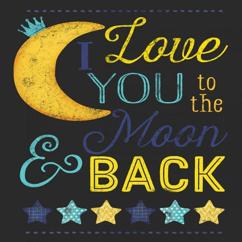 I Love You to the Moon Gold Ornate Wood Framed Art Print with Double Matting by Pugh, Jennifer