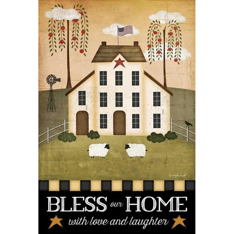 Bless Our Home Black Modern Wood Framed Art Print with Double Matting by Pugh, Jennifer