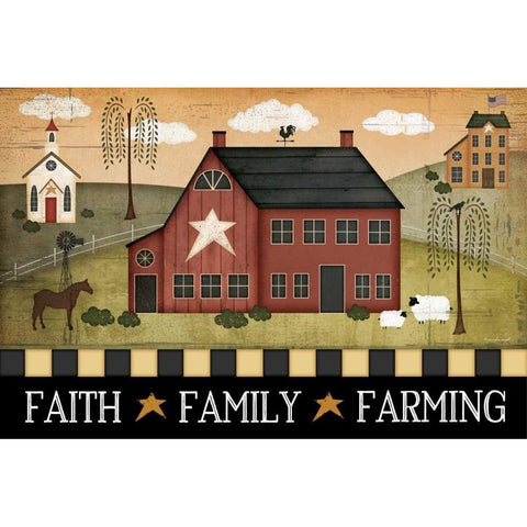 Faith, Family, Farming White Modern Wood Framed Art Print by Pugh, Jennifer