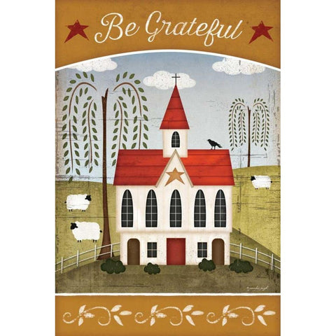 Be Grateful Black Modern Wood Framed Art Print with Double Matting by Pugh, Jennifer