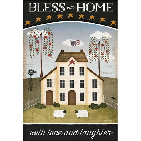 Bless Our Home Gold Ornate Wood Framed Art Print with Double Matting by Pugh, Jennifer