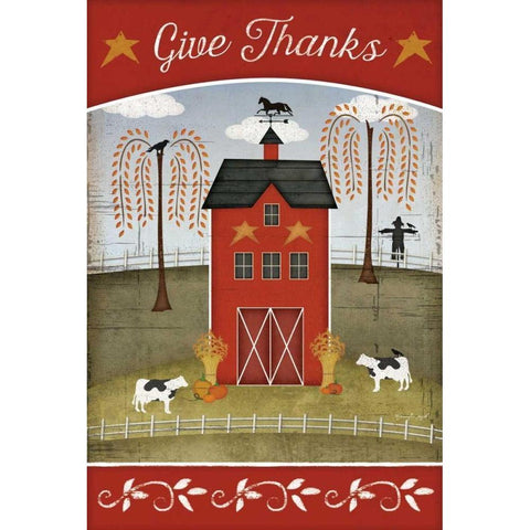 Give Thanks Gold Ornate Wood Framed Art Print with Double Matting by Pugh, Jennifer