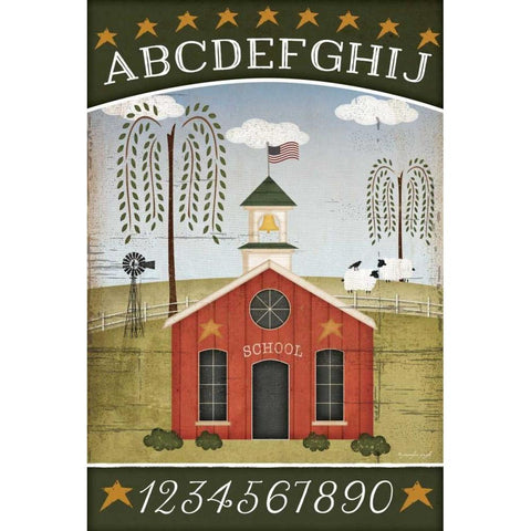 School ABC Black Modern Wood Framed Art Print by Pugh, Jennifer