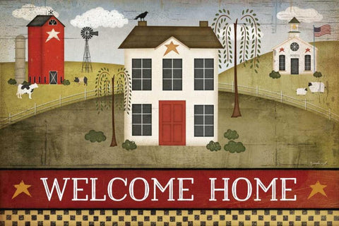Welcome Home Black Ornate Wood Framed Art Print with Double Matting by Pugh, Jennifer