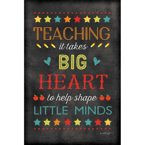 Teaching Big Heart White Modern Wood Framed Art Print by Pugh, Jennifer