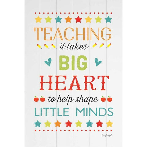 Teaching Big Heart White Modern Wood Framed Art Print by Pugh, Jennifer