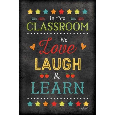 Love Laugh Learn White Modern Wood Framed Art Print by Pugh, Jennifer