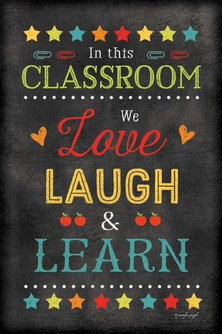 Love Laugh Learn Black Ornate Wood Framed Art Print with Double Matting by Pugh, Jennifer