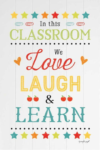 Love Laugh Learn Black Ornate Wood Framed Art Print with Double Matting by Pugh, Jennifer