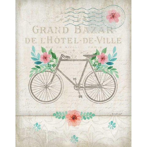 French Bike White Modern Wood Framed Art Print by Pugh, Jennifer