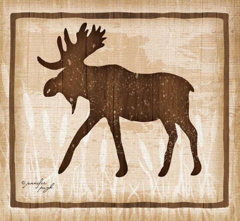 Moose White Modern Wood Framed Art Print with Double Matting by Pugh, Jennifer