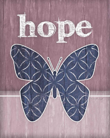 Hope Butterfly White Modern Wood Framed Art Print with Double Matting by Pugh, Jennifer