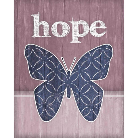 Hope Butterfly Gold Ornate Wood Framed Art Print with Double Matting by Pugh, Jennifer