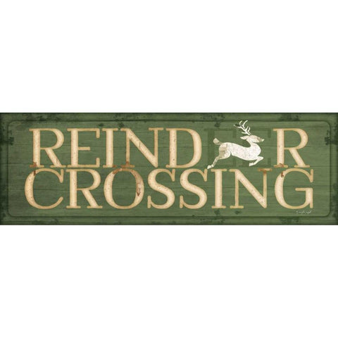 Reindeer Crossing Christmas Gold Ornate Wood Framed Art Print with Double Matting by Pugh, Jennifer