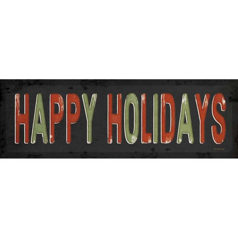 Happy Holidays Christmas Black Modern Wood Framed Art Print with Double Matting by Pugh, Jennifer