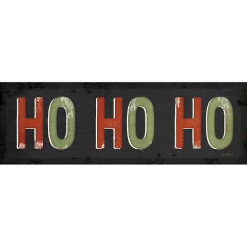 Ho Ho Ho Christmas Black Modern Wood Framed Art Print by Pugh, Jennifer