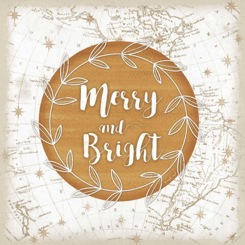 Merry and Bright Gold Ornate Wood Framed Art Print with Double Matting by Pugh, Jennifer