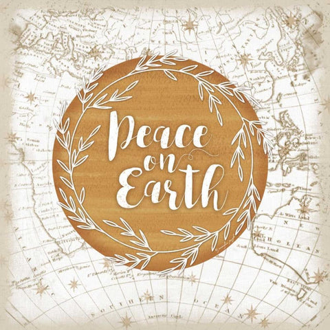 Peace on Earth Black Modern Wood Framed Art Print with Double Matting by Pugh, Jennifer