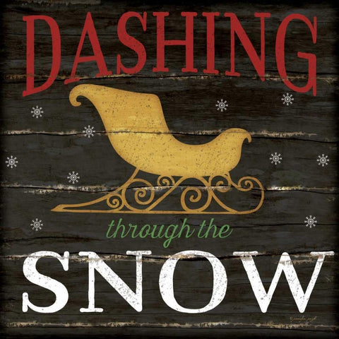 Dashing Through the Snow Black Ornate Wood Framed Art Print with Double Matting by Pugh, Jennifer