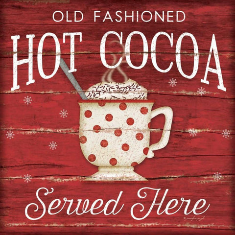 Hot Cocoa Served Here White Modern Wood Framed Art Print with Double Matting by Pugh, Jennifer