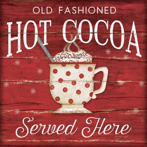 Hot Cocoa Served Here Black Modern Wood Framed Art Print by Pugh, Jennifer
