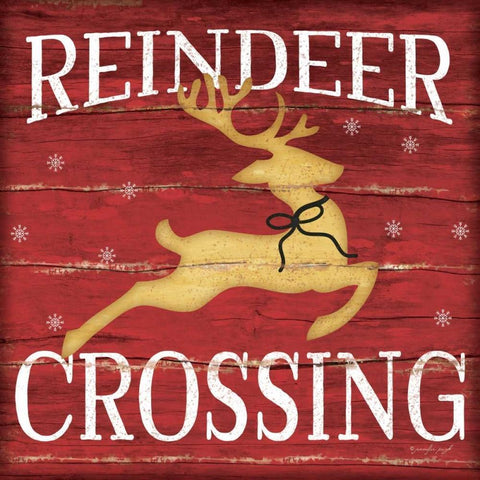 Reindeer Crossing White Modern Wood Framed Art Print with Double Matting by Pugh, Jennifer