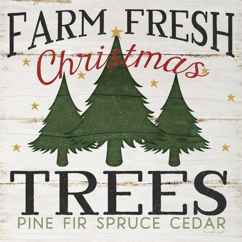 Farm Fresh Christmas Trees White Modern Wood Framed Art Print with Double Matting by Pugh, Jennifer