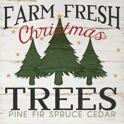 Farm Fresh Christmas Trees Black Modern Wood Framed Art Print with Double Matting by Pugh, Jennifer