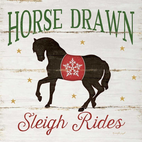 Horse Drawn Sleigh Rides Black Modern Wood Framed Art Print by Pugh, Jennifer