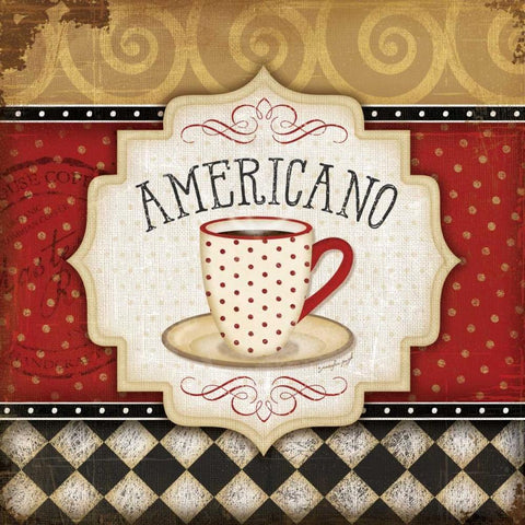 Americano Gold Ornate Wood Framed Art Print with Double Matting by Pugh, Jennifer